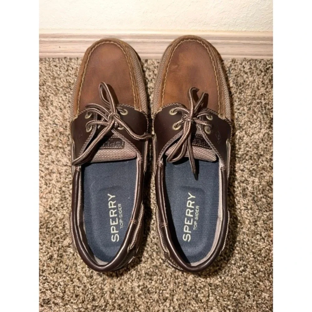 Sperry Top-Sider Mens Billfish Boat Shoes Brown Leather Mesh STS11735 Size 11M